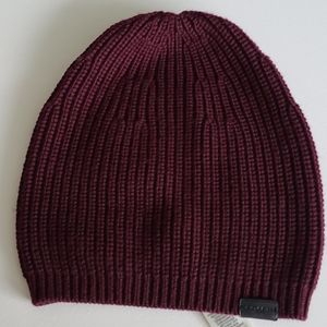 Coach Merino Knit Beanie, One Size, Oxblood